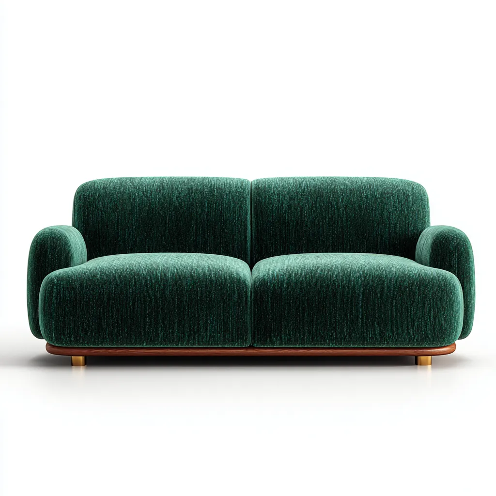 Canapé 2 places en tissu 178x95x84 cm - vert foncé - adapté au salon - style moderne arrondi-Interiorsta