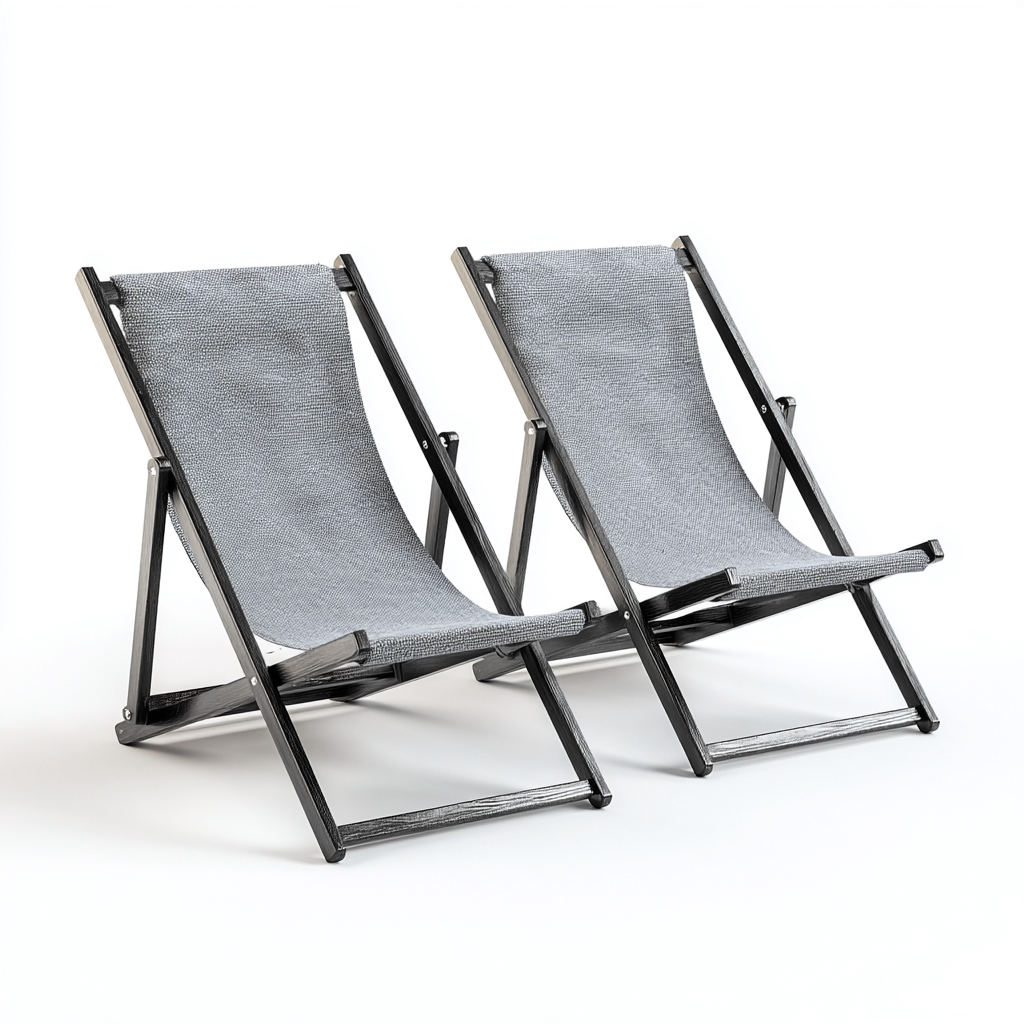 Chaise longue bois-tissu 110x55x85 cm - gris - design pliable-Interiorsta