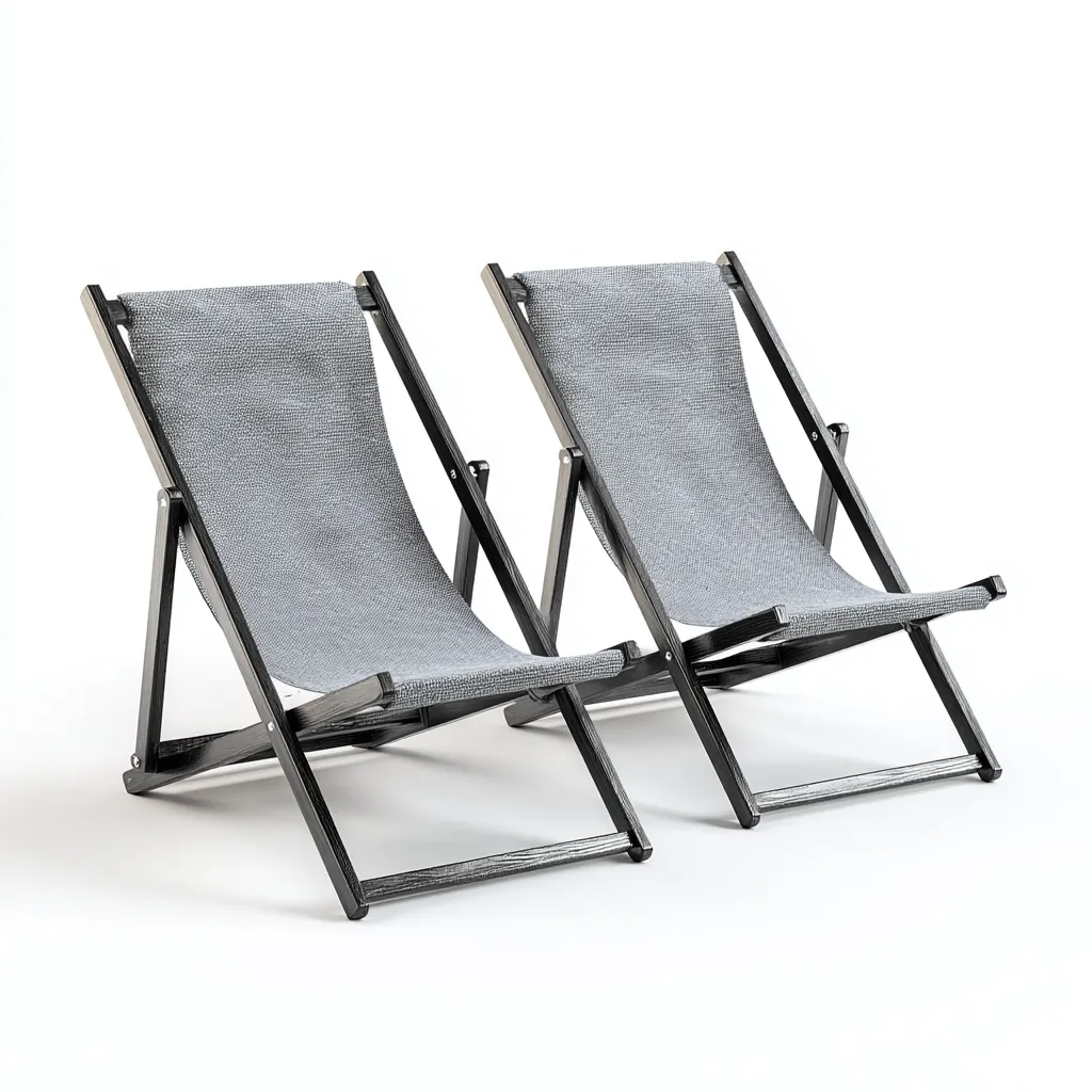 Chaise longue bois-tissu 110x55x85 cm - gris - design pliable-Interiorsta