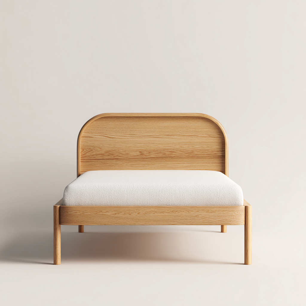 Lit 2 places en bois 200x180x95 cm - chêne clair - style naturel - adapté à la chambre-Interiorsta