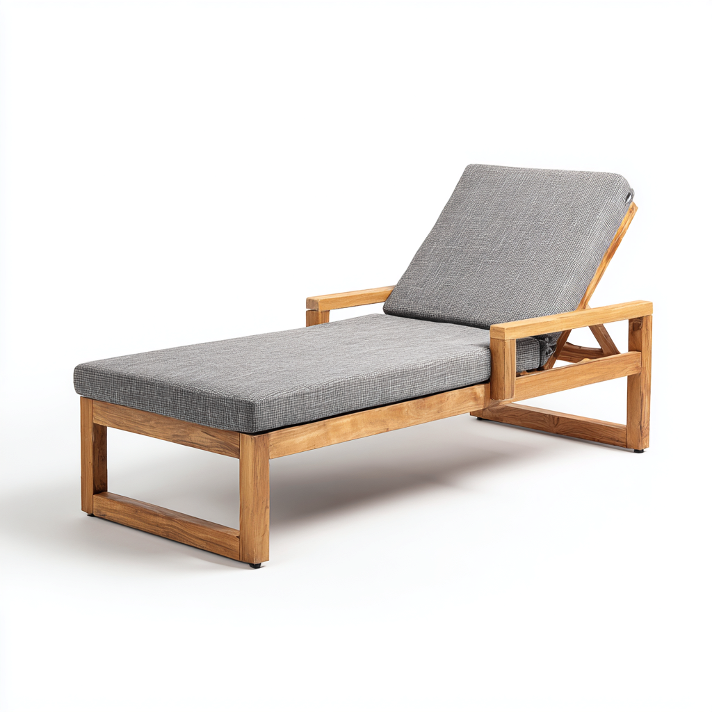 Chaise longue en bois massif 195x70x85 cm - gris - design moderne pour extérieur et intérieur-Interiorsta