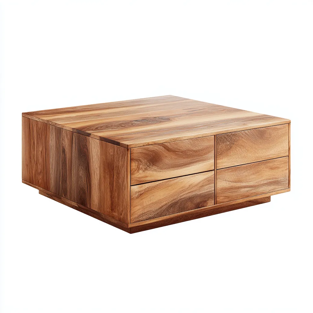 Table basse bois 95x95x42 cm - bois naturel - style moderne-Interiorsta