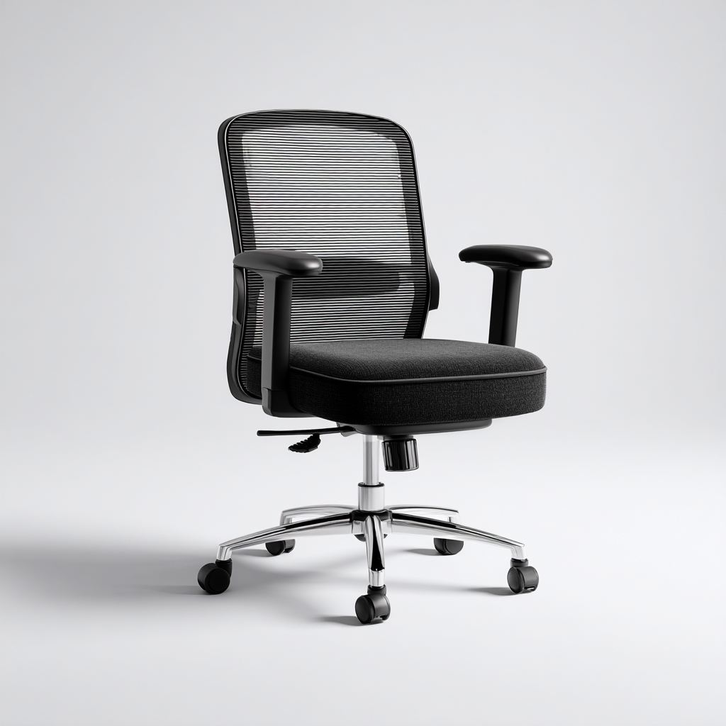 Chaise de bureau ergonomique maille et tissu 62x62x100 cm noire pour poste de travail - design moderne-Interiorsta