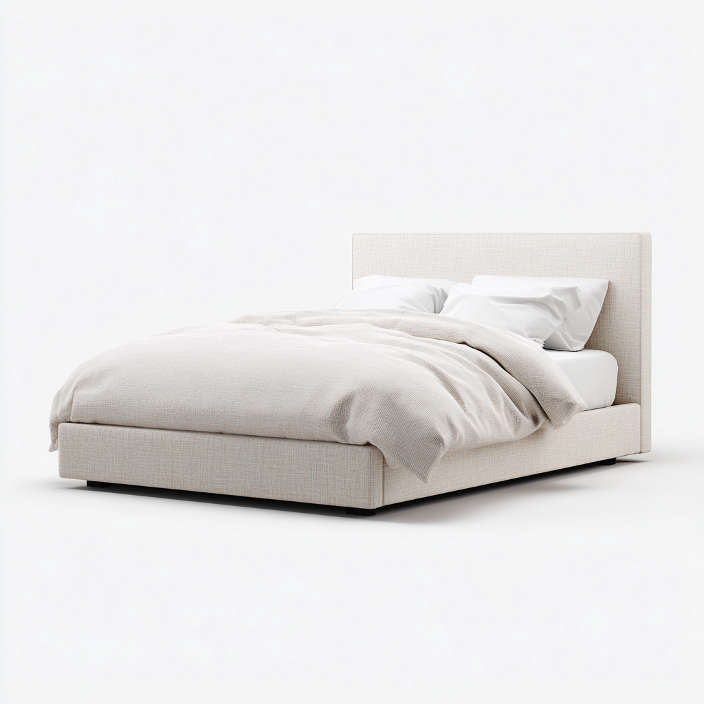 Lit 2 places en tissu 200x180x105 cm - beige - style moderne - adapté à la chambre-Interiorsta