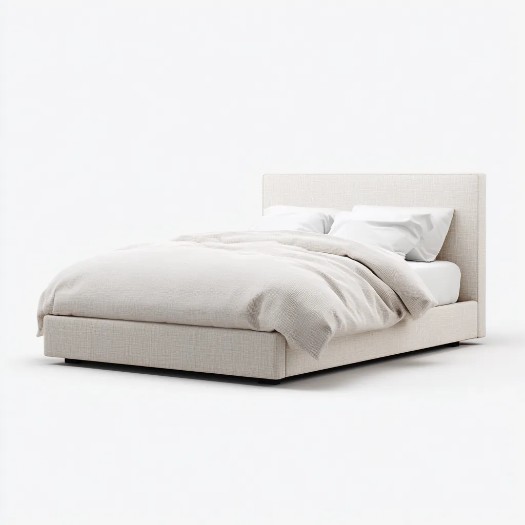 Lit 2 places en tissu 200x180x105 cm - beige - style moderne - adapté à la chambre-Interiorsta