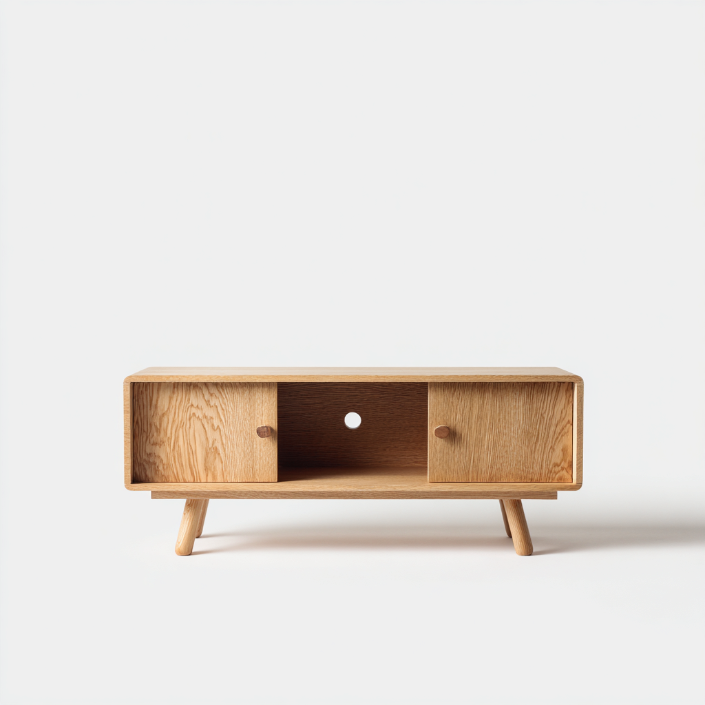 Meuble TV en chêne naturel avec rangement ouvert – 100x35x50 cm – chêne – design nordique minimaliste-Interiorsta