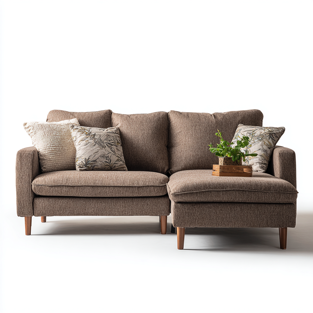 Canapé d'angle - tissu - 225x155x90 cm - marron - style classique-Interiorsta