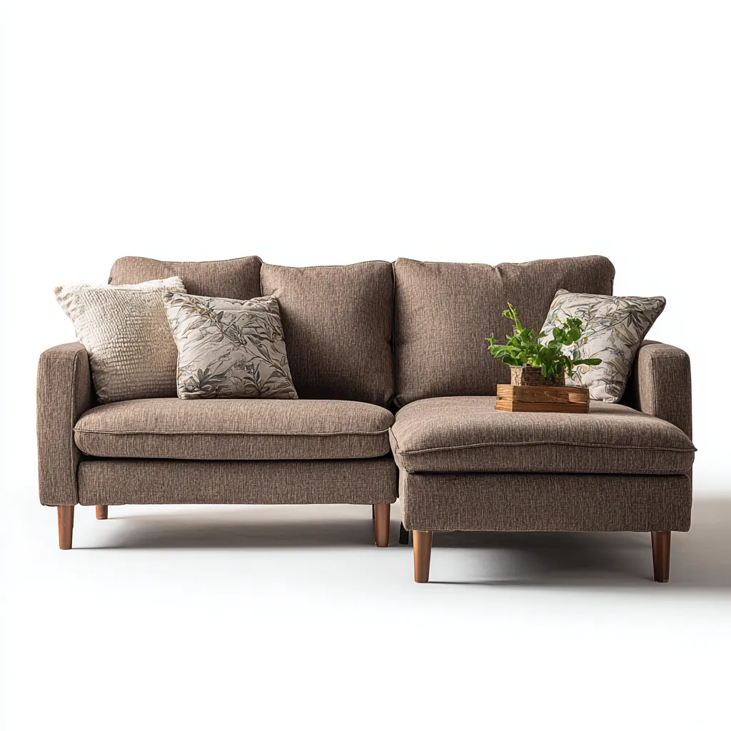 Canapé d'angle - tissu - 225x155x90 cm - marron - style classique-Interiorsta