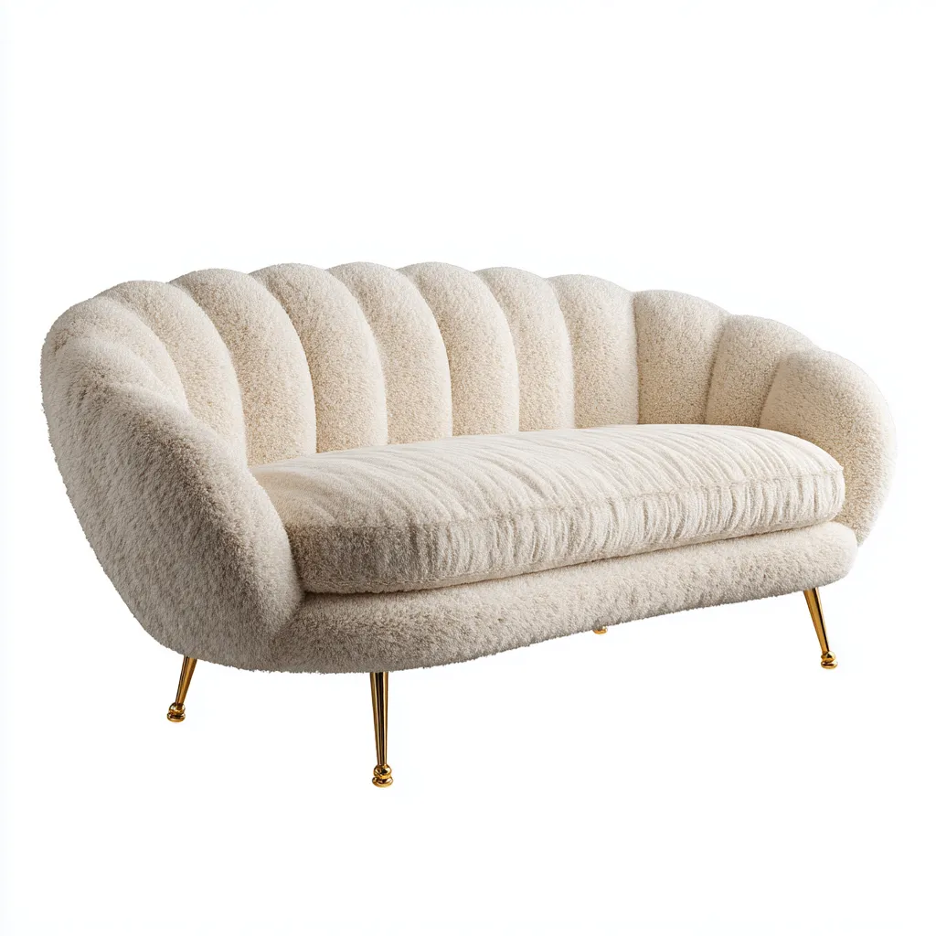 Canapé 2 places tissu bouclé 152x86x80 cm beige pour salon - design contemporain-Interiorsta