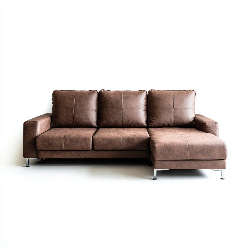Canapé d'angle - cuir synthétique - 258x158x86 cm - marron - style moderne-Interiorsta