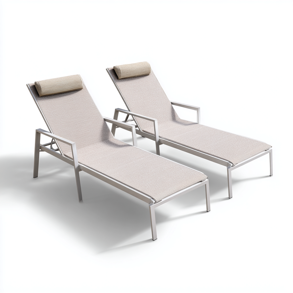 Chaise longue en aluminium 195x65x90 cm - beige - style moderne - usage extérieur-Interiorsta