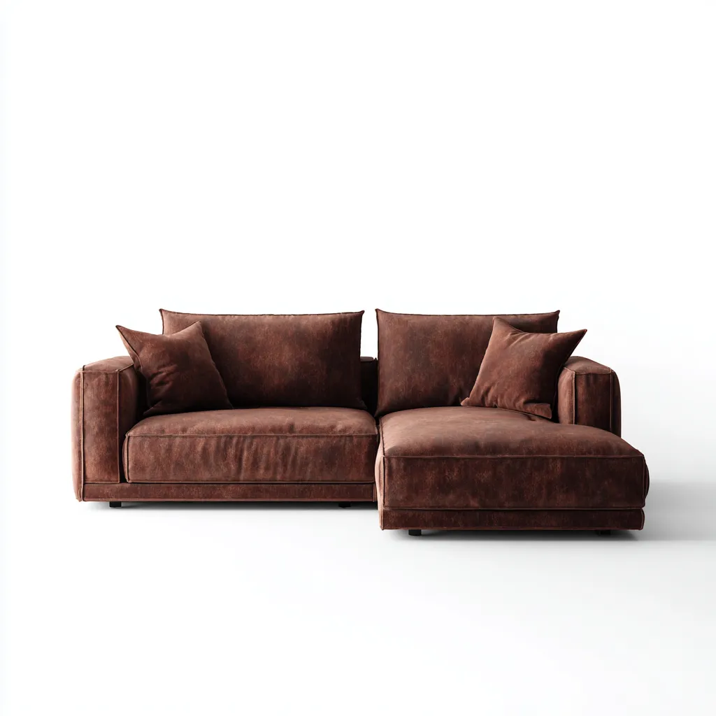 Canapé d'angle - tissu - 240x155x88 cm - marron - style moderne-Interiorsta