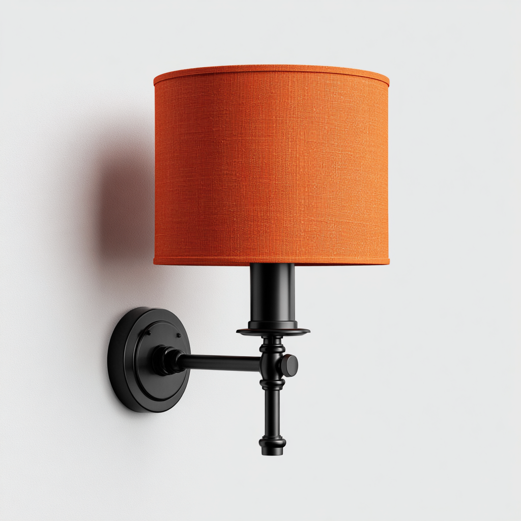 Applique murale métal-tissu 17x23x32 cm - noir-orange - design moderne-Interiorsta