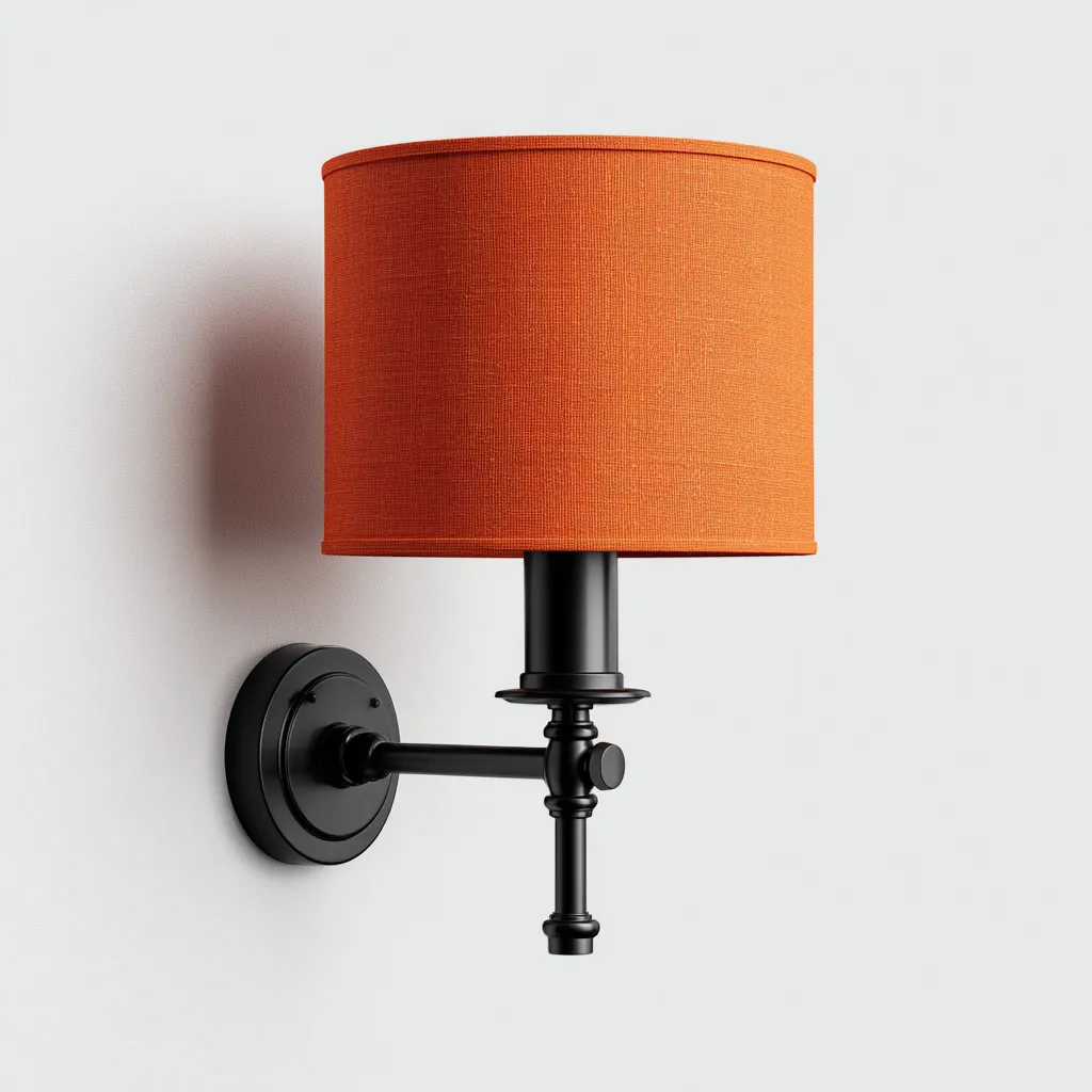 Applique murale métal-tissu 17x23x32 cm - noir-orange - design moderne-Interiorsta