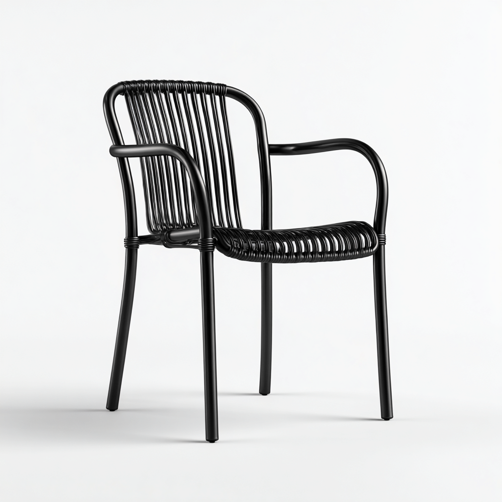 Fauteuil de jardin - métal - rotin synthétique - 56x58x86 cm - noir - style contemporain-Interiorsta