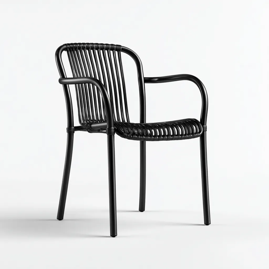 Fauteuil de jardin - métal - rotin synthétique - 56x58x86 cm - noir - style contemporain-Interiorsta