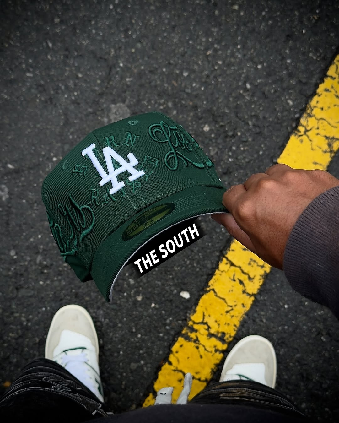 NEW ERA LOS ANGELES DODGERS BORN X RAISED X MR. CARTOON GREEN EMBROIDERED CASUAL BASEBALL CAP-Thesouthcaps
