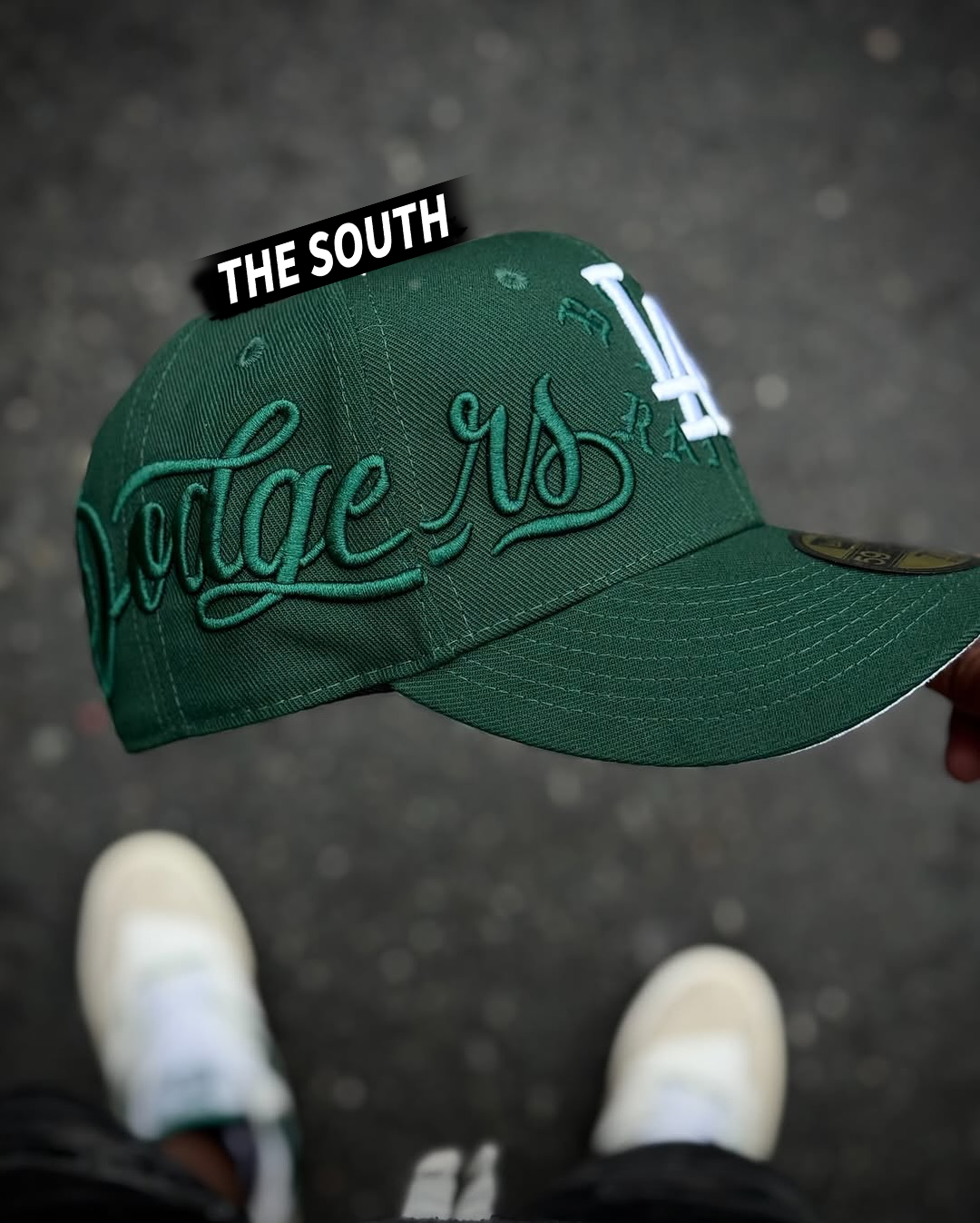 NEW ERA LOS ANGELES DODGERS BORN X RAISED X MR. CARTOON GREEN EMBROIDERED CASUAL BASEBALL CAP-Thesouthcaps