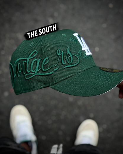 NEW ERA LOS ANGELES DODGERS BORN X RAISED X MR. CARTOON GREEN EMBROIDERED CASUAL BASEBALL CAP-Thesouthcaps