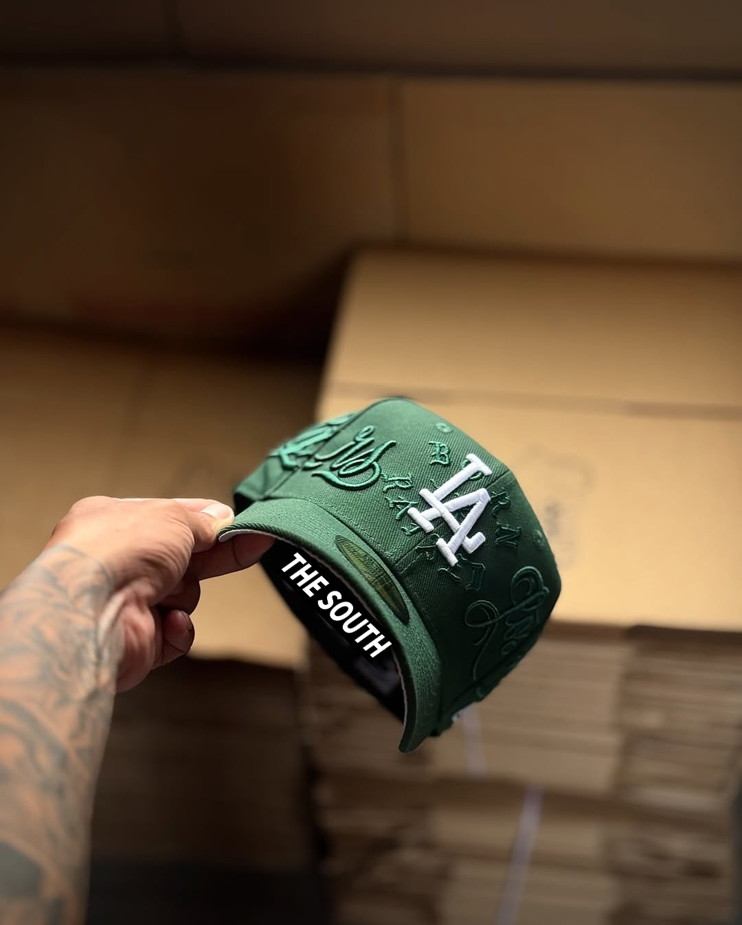 NEW ERA LOS ANGELES DODGERS BORN X RAISED X MR. CARTOON GREEN EMBROIDERED CASUAL BASEBALL CAP-Thesouthcaps