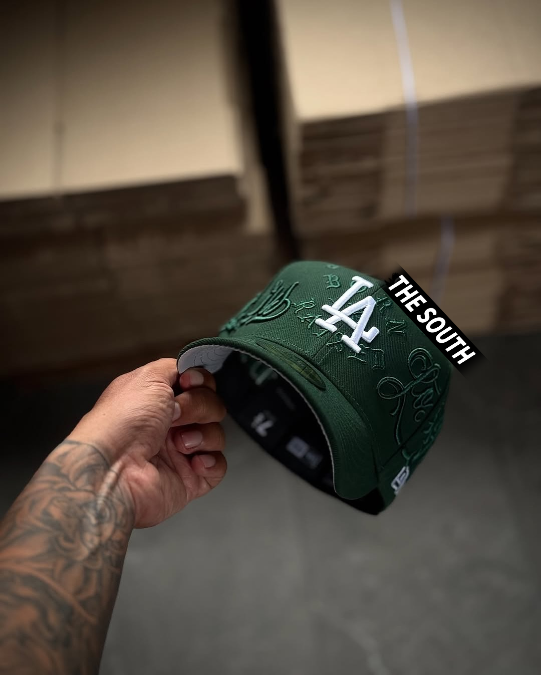 NEW ERA LOS ANGELES DODGERS BORN X RAISED X MR. CARTOON GREEN EMBROIDERED CASUAL BASEBALL CAP-Thesouthcaps