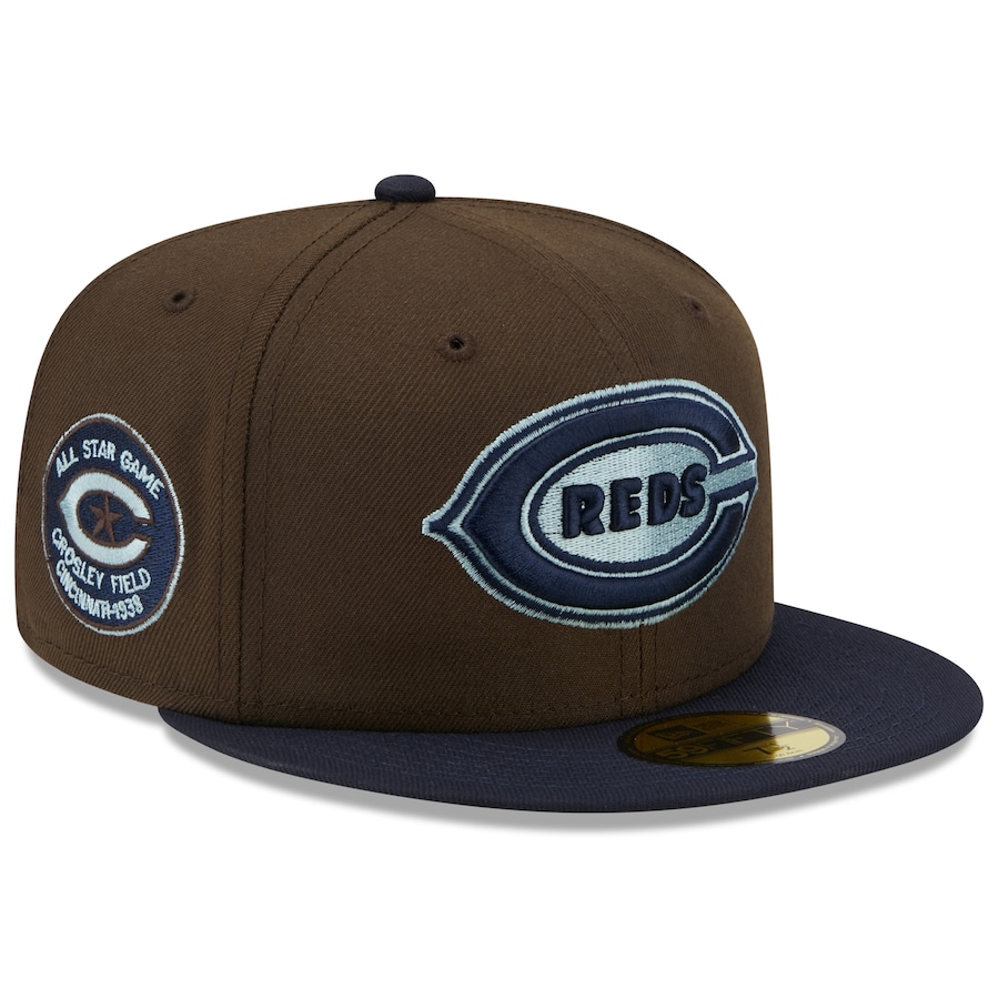 NEW ERA CINCINNATI REDS NEW ERA MEN'S BROWN/NAVY 1938 MLB ALL-STAR GAME WALNUT 9FIFTY FIT CAP-Thesouthcaps