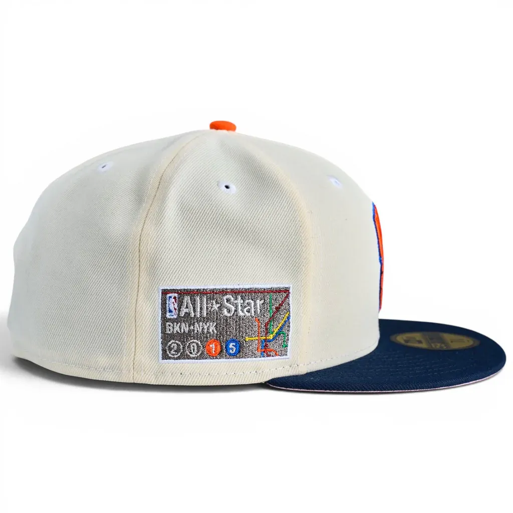 NEW ERA NEW YORK KNICKS KEYS TO THE CITY 59FIFTY FITTED HAT - CHROME WHITE / NAVY-Thesouthcaps