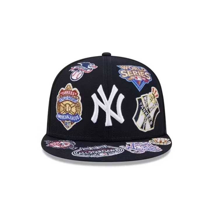 NEW ERA NEW YORK YANKEES HERITAGE PATCH SNAPBACK CAP – BLACK EMBROIDERED FLAT BRIM BASEBALL HAT-Thesouthcaps