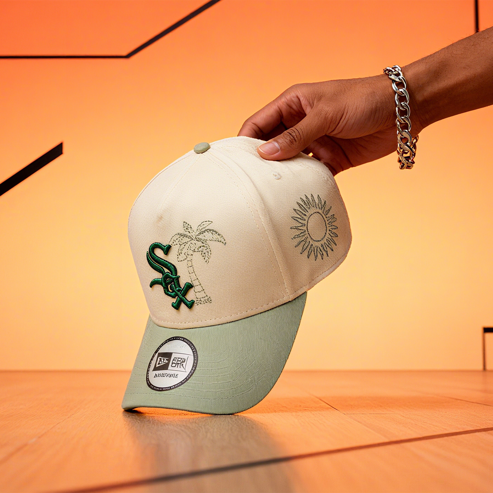 NEW ERA CHICAGO WHITE SOX MLB SUMMER ICON LIGHT BEIGE 9FORTY A-FRAME ADJUSTABLE CAP-Thesouthcaps