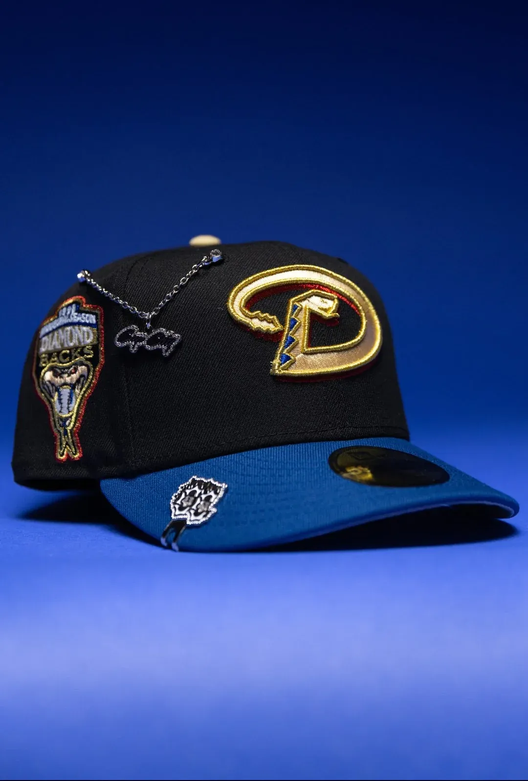 NEW ERA EXCLUSIVE 59FIFTY BLACK/NAVY ARIZONA DIAMONDBACKS W/ 1998 INAUGURAL SEASON SIDE PATCH THE SOUTH CAP