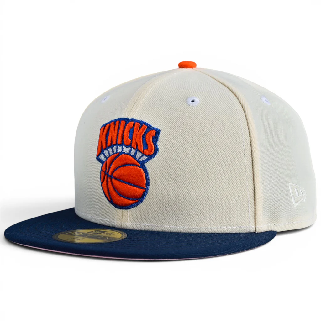 NEW ERA NEW YORK KNICKS KEYS TO THE CITY 59FIFTY FITTED HAT - CHROME WHITE / NAVY-Thesouthcaps