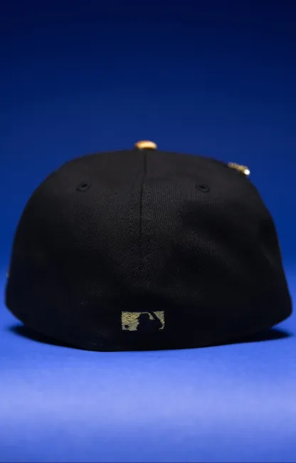 NEW ERA EXCLUSIVE 59FIFTY BLACK ATLANTA BRAVES W/ ANNIVERSARY SIDE PATCH THE SOUTH CAP