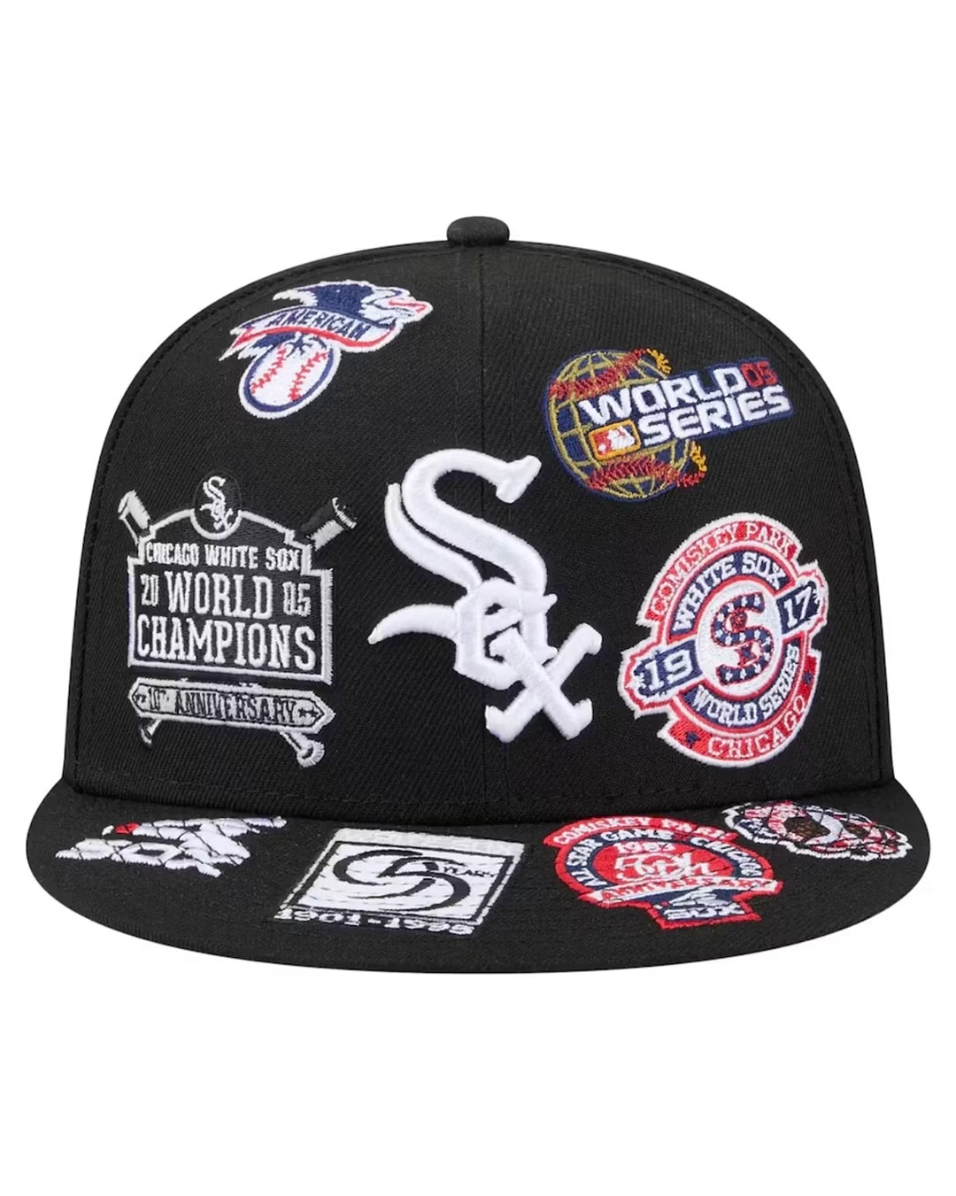 NEW ERA CHICAGO WHITE SOX HERITAGE PATCH SNAPBACK CAP-EMBROIDERED FLAT BRIM BASEBALL HAT-Thesouthcaps