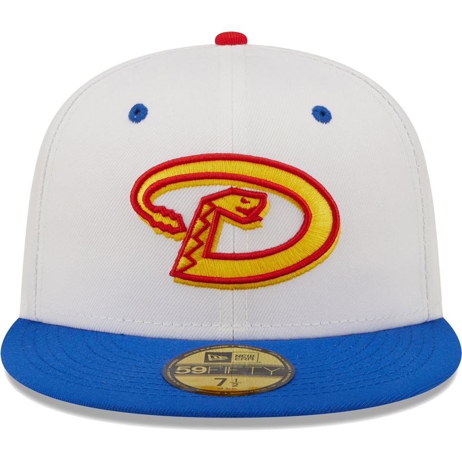 NEW ERA MEN'S ARIZONA DIAMONDBACKS NEW ERA WHITE/ROYAL BLUE 10TH ANNIVERSARY CHERRY LOLLI 59FIFTY FIT CAP-Thesouthcaps