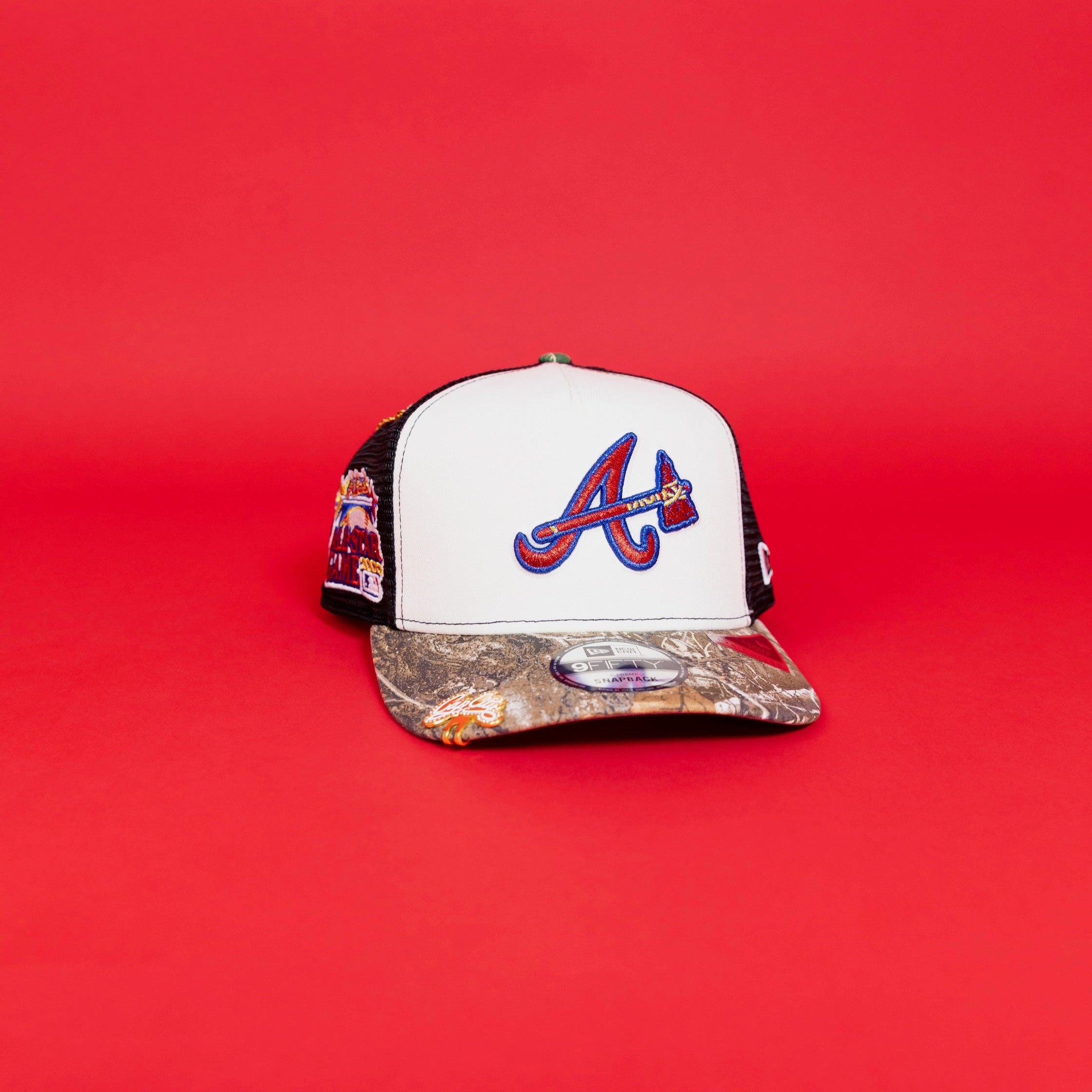 NEW ERA EXCLUSIVE 9FIFTY A-FRAME CHROME/ REALTREE ATLANTA BRAVES MESHBACK SNAPBACK W/ 2000 ALL STAR GAME SIDE PATCH-Thesouthcaps