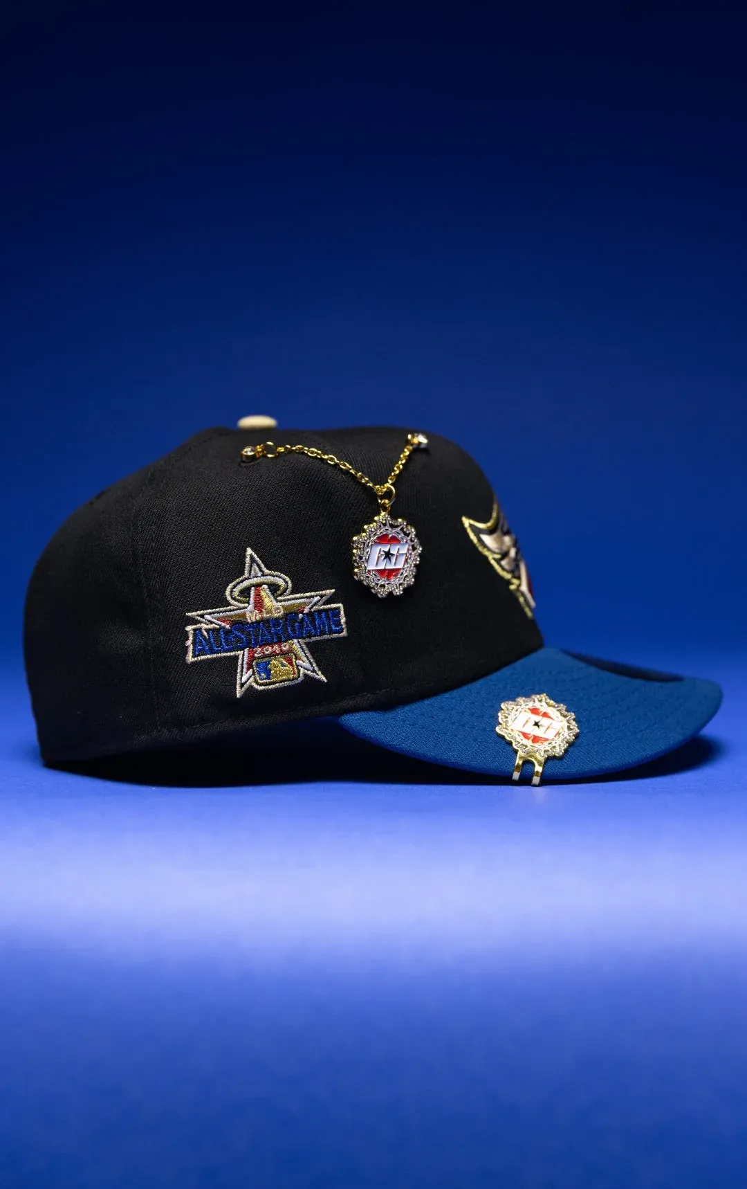 NEW ERA EXCLUSIVE 59FIFTY BLACK/NAVY ANAHEIM ANGELS W/ 2019 ALL STAR GAME SIDE PATCH THE SOUTH CAP
