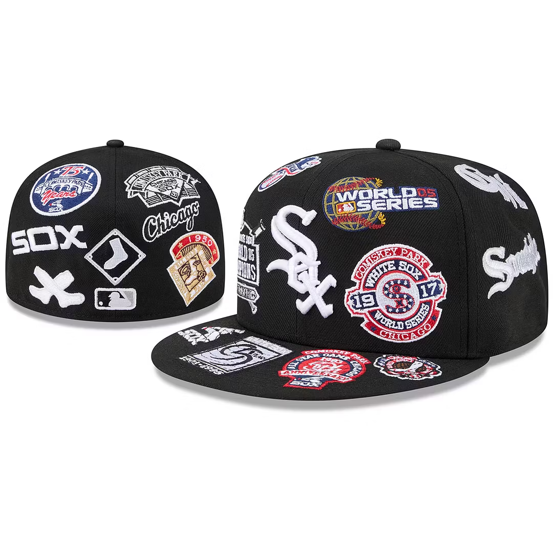 NEW ERA CHICAGO WHITE SOX HERITAGE PATCH SNAPBACK CAP-EMBROIDERED FLAT BRIM BASEBALL HAT-Thesouthcaps