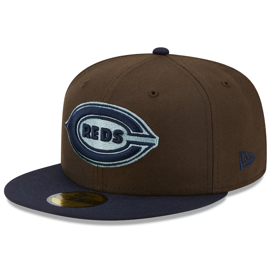 NEW ERA CINCINNATI REDS NEW ERA MEN'S BROWN/NAVY 1938 MLB ALL-STAR GAME WALNUT 9FIFTY FIT CAP-Thesouthcaps