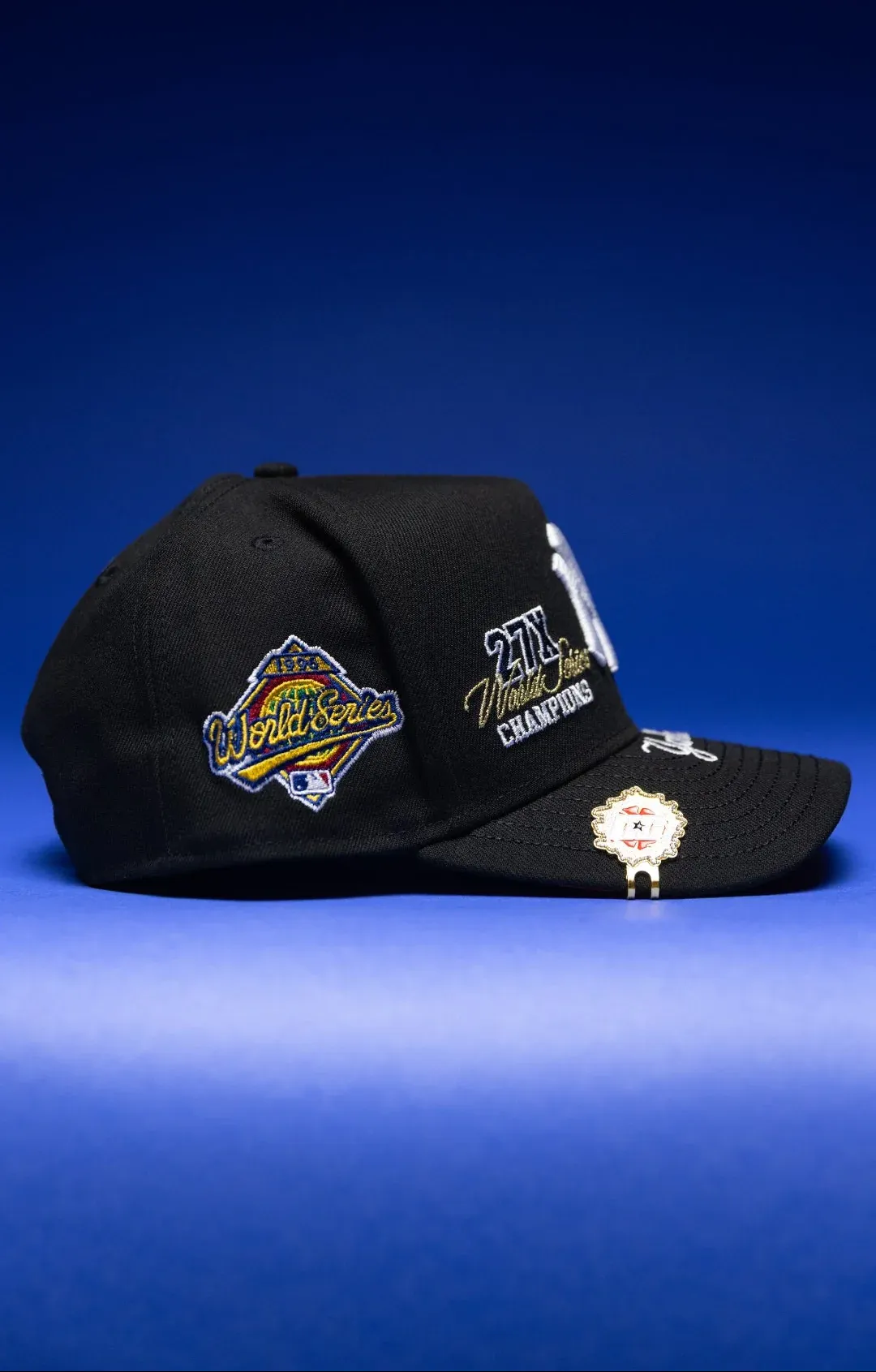 NEW ERA 9FIFTY A-FRAME BLACK NEW YORK YANKEES SNAPBACK W/ WORLD SERIES EMBROIDERY PATCHES THE SOUTH CAP