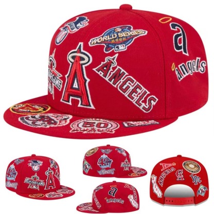 NEW ERA LOS ANGELES ANGELS HERITAGE PATCH SNAPBACK CAP – RED EMBROIDERED FLAT BRIM BASEBALL HAT-Thesouthcaps