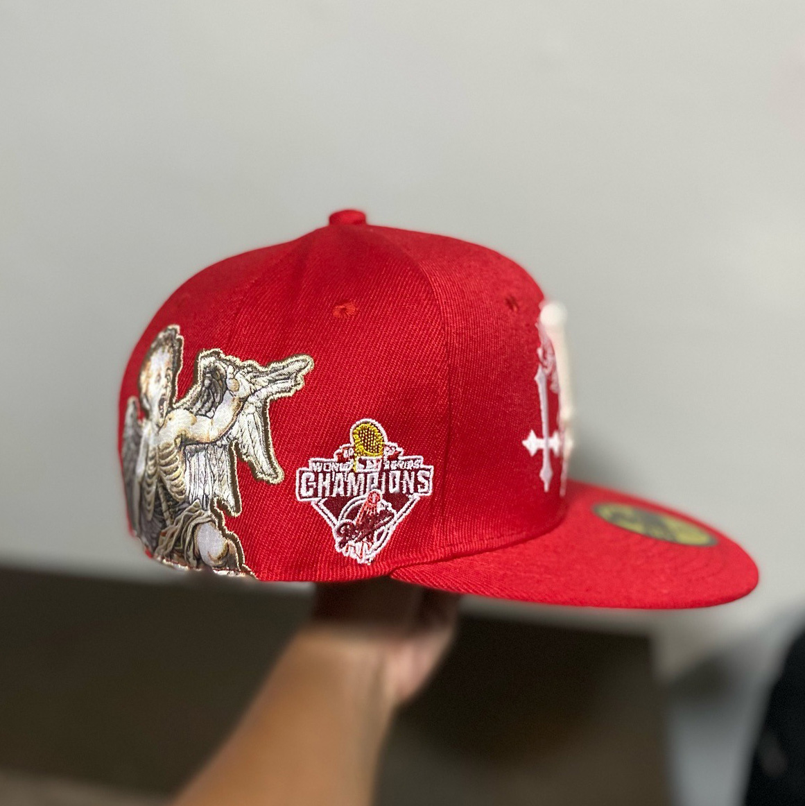 NEW ERA LA NZMU CITY OF ANGELS RED EMBROIDERED CASUAL BASEBALL CAP-Thesouthcaps
