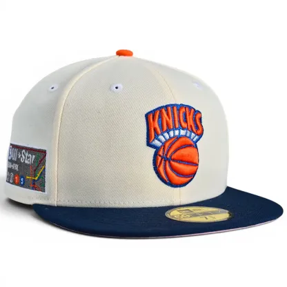 NEW ERA NEW YORK KNICKS KEYS TO THE CITY 59FIFTY FITTED HAT - CHROME WHITE / NAVY-Thesouthcaps
