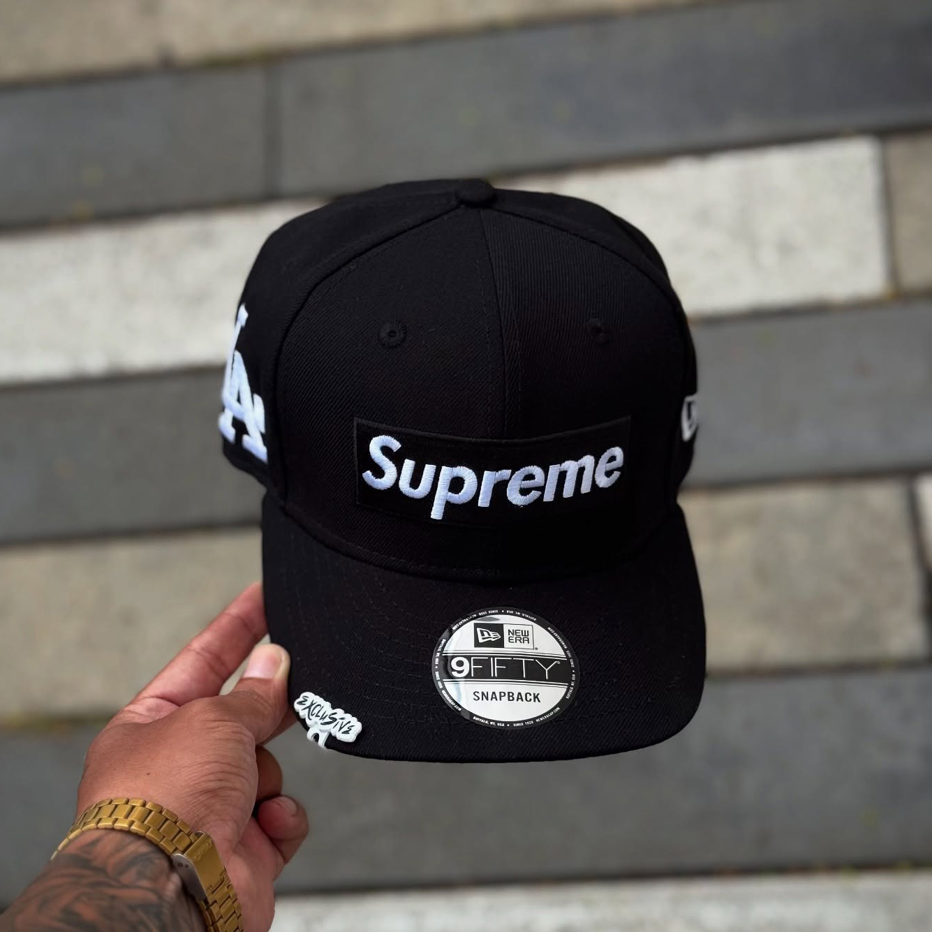 NEW ERA SUPREME X MLB TEAMS BOX LOGO BLACK EMBROIDERED CASUAL