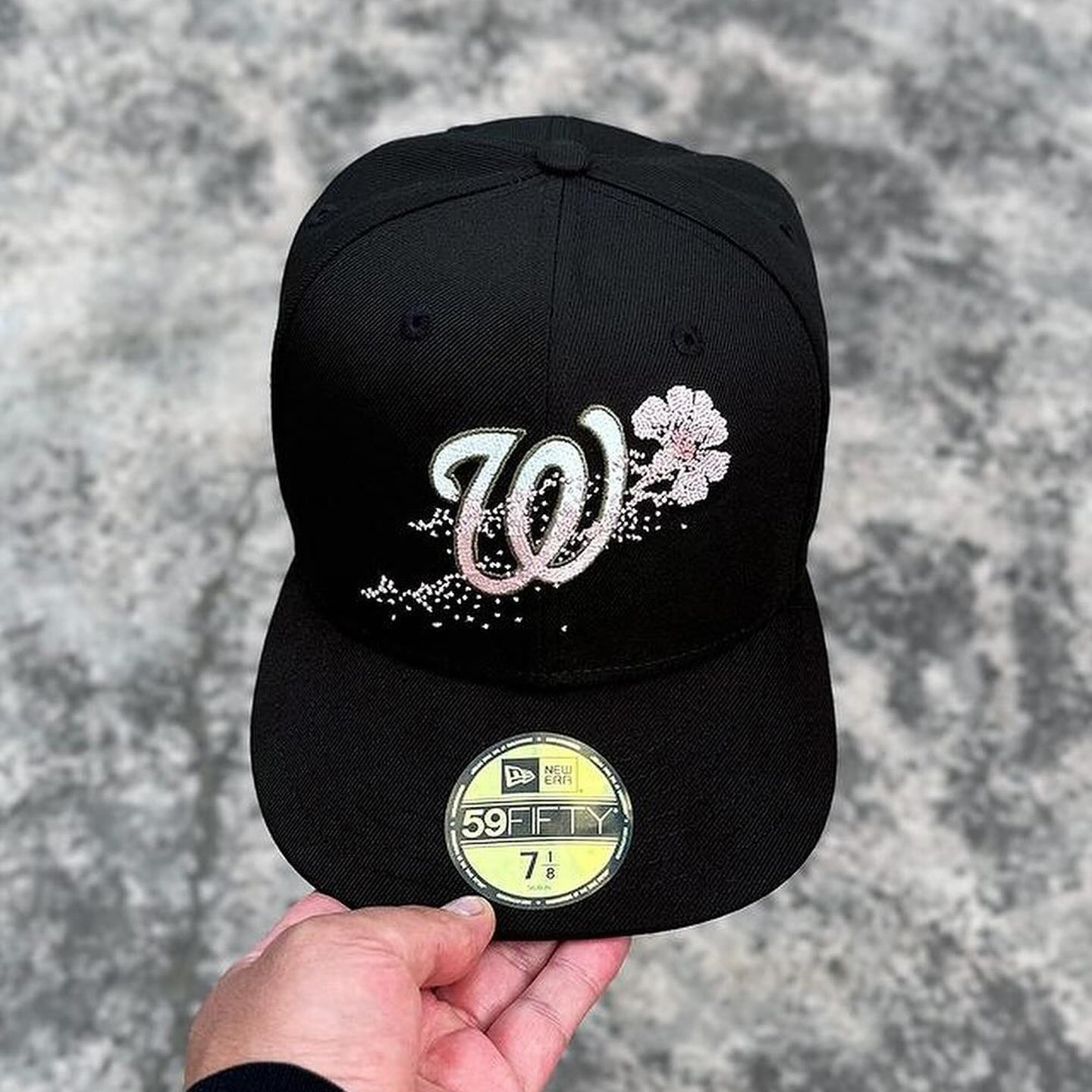 NEW ERA WASHINGTON NATIONAL BLACK DOTTED FLORAL EMBROIDERED CASUAL BASEBALL CAP-Thesouthcaps