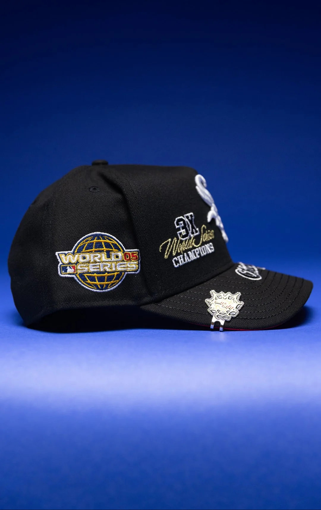 NEW ERA 9FIFTY A-FRAME BLACK CHICAGO WHITE SOX SNAPBACK W/ WORLD SERIES EMBROIDERY PATCHES THE SOUTH CAP