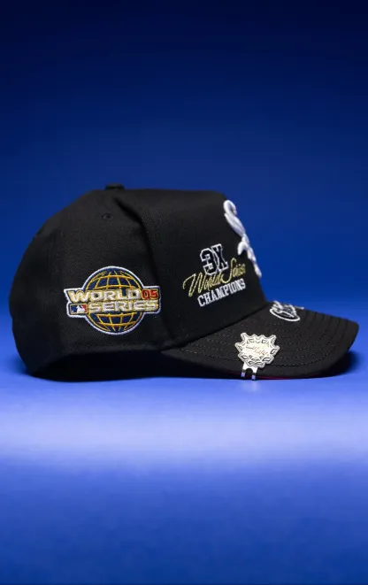 NEW ERA 9FIFTY A-FRAME BLACK CHICAGO WHITE SOX SNAPBACK W/ WORLD SERIES EMBROIDERY PATCHES THE SOUTH CAP