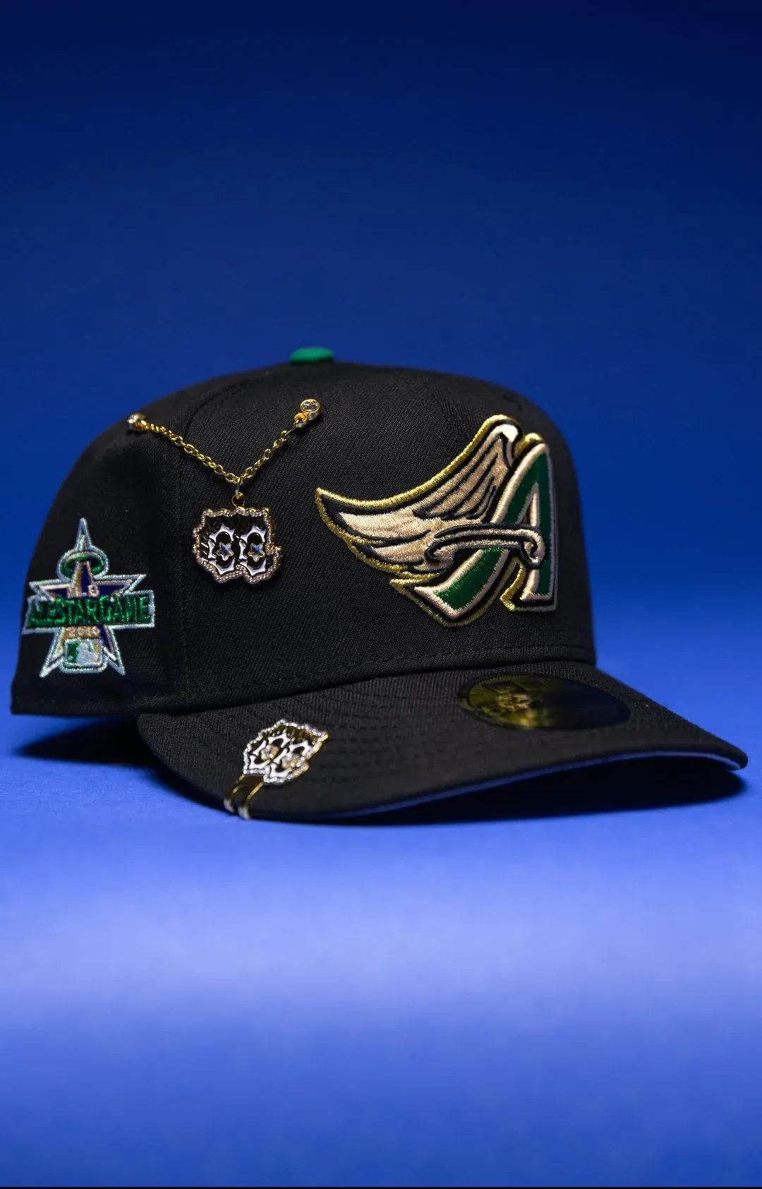 NEW ERA EXCLUSIVE 59FIFTY BLACK ANAHEIM ANGELS W/ 2019 ALL STAR GAME SIDE PATCH THE SOUTH CAP