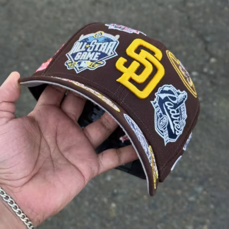 NEW ERA SAN DIEGO PADRES HERITAGE PATCH SNAPBACK CAP – BROWN FLAT BRIM EMBROIDERED BASEBALL HAT-Thesouthcaps