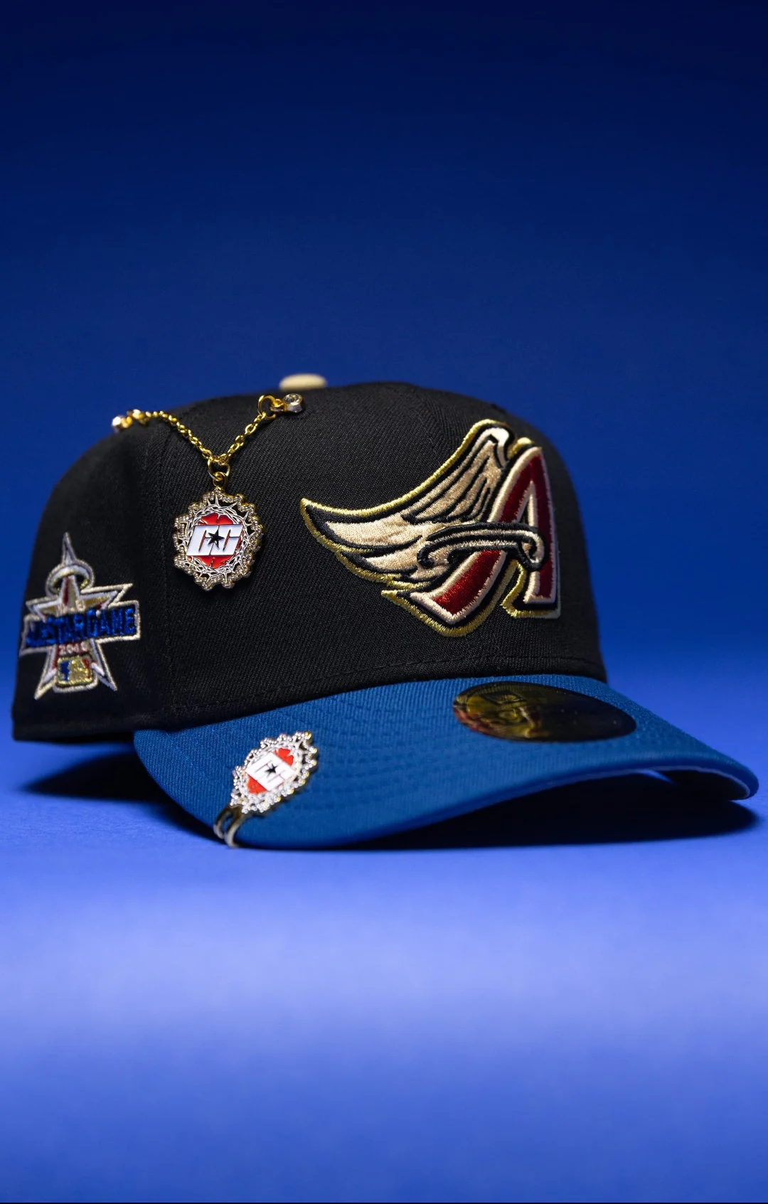 NEW ERA EXCLUSIVE 59FIFTY BLACK/NAVY ANAHEIM ANGELS W/ 2019 ALL STAR GAME SIDE PATCH THE SOUTH CAP
