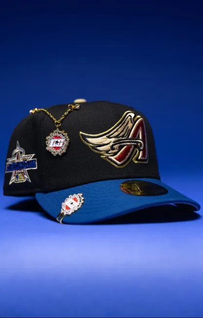 NEW ERA EXCLUSIVE 59FIFTY BLACK/NAVY ANAHEIM ANGELS W/ 2019 ALL STAR GAME SIDE PATCH THE SOUTH CAP